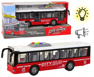 AUTOBUS CZERWONY Napęd Dźwięki Światła SKALA 1:16 diody LED
