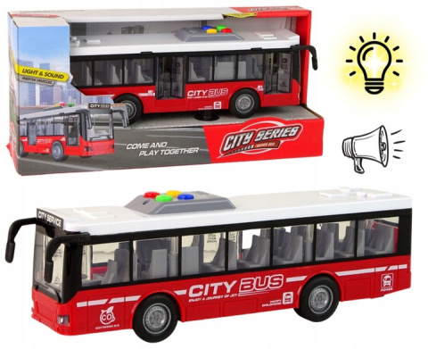 AUTOBUS CZERWONY Napęd Dźwięki Światła SKALA 1:16 diody LED