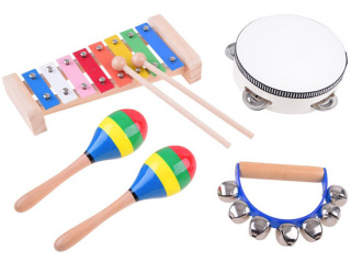 Drewniany zestaw instrumentów 4w1 zabawka