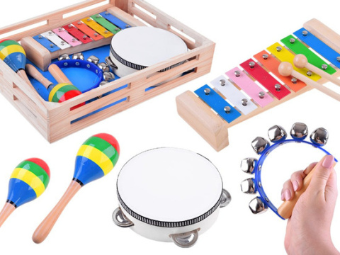 Drewniany zestaw instrumentów 4w1 zabawka Drewniany zestaw instrumentów 4w1 zabawka
