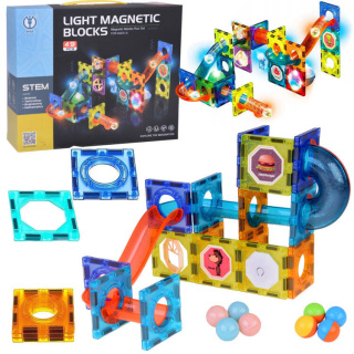Klocki Magnetyczne 3D dla dzieci Zbuduj Świecący Tor Kulkowy 49 el