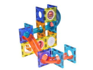 Klocki Magnetyczne 3D dla dzieci Zbuduj Świecący Tor Kulkowy 49 el