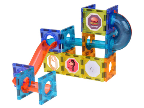 Klocki Magnetyczne 3D dla dzieci Zbuduj Świecący Tor Kulkowy 49 el
