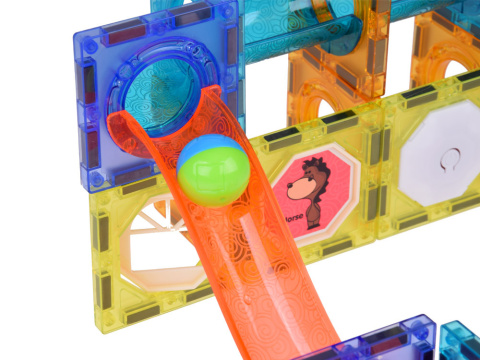 Klocki Magnetyczne 3D dla dzieci Zbuduj Świecący Tor Kulkowy 49 el