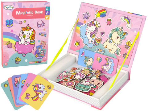 Magnetyczna Układanka Książka Jednorożce Puzzle Karty Magnetyczna Układanka Książka Jednorożce Puzzle Karty