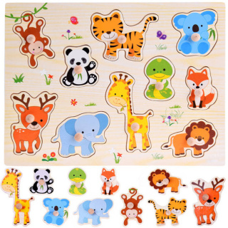 Puzzle drewniane ZWIERZAKI układanka 10 el