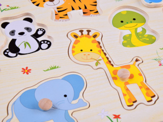 Puzzle drewniane ZWIERZAKI układanka 10 el