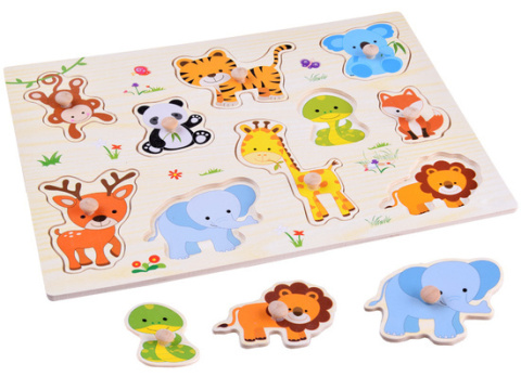 Puzzle drewniane ZWIERZAKI układanka 10 el Puzzle drewniane ZWIERZAKI układanka 10 el