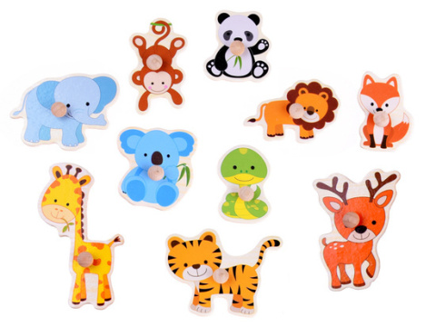 Puzzle drewniane ZWIERZAKI układanka 10 el Puzzle drewniane ZWIERZAKI układanka 10 el