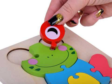 Żabka Puzzle drewniane Edukacyjna układanka dla dziecka Żabka Puzzle drewniane Edukacyjna układanka dla dziecka